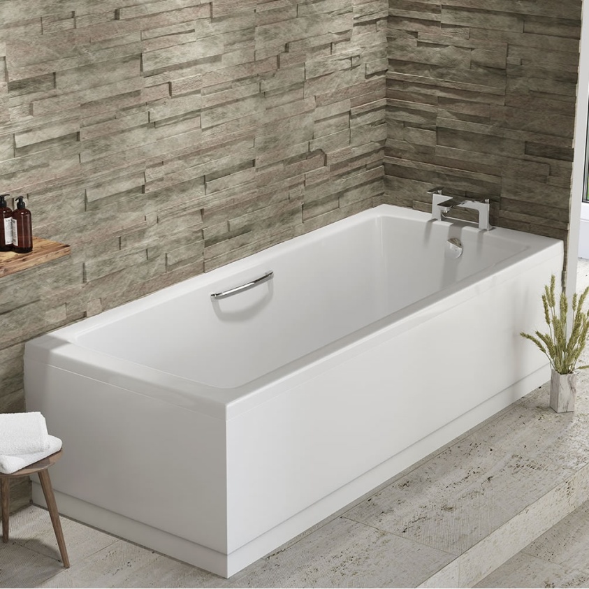 Eastbrook Beaufort Rockall 1700 x 750mm Single Ended Bath With Chrome Twin Grips